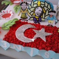 okul öncesınde kağit işler, duvar süsü ,davetiye kartları ,suluboya çalişması (6383)