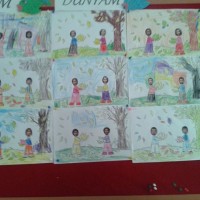 okul öncesınde kağit işler, duvar süsü ,davetiye kartları ,suluboya çalişması (6830)