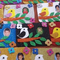 okul öncesınde kağit işler, duvar süsü ,davetiye kartları ,suluboya çalişması (6878)