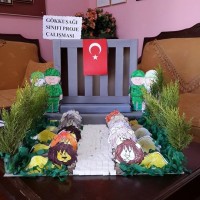 okul öncesınde kağit işler, duvar süsü ,davetiye kartları ,suluboya çalişması (6945)