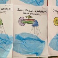 okul öncesınde kağit işler, duvar süsü ,davetiye kartları ,suluboya çalişması (6982)